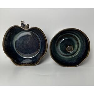 O'Quinn Pottery Apple Crisp Baker Dish & Microwave Cake Bowl Handcrafted